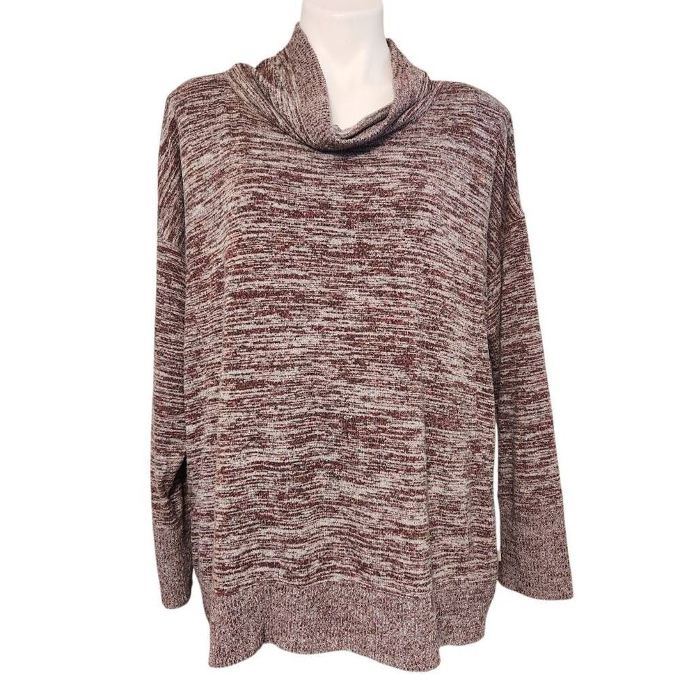 T by‎ Talbots mockneck sweater soft heathered burgundy XL